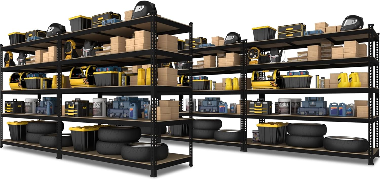 PrimeZone 48" x 24" x 72" Heavy Duty 5 Tier Adjustable Garage Storage Shelving, Metal Utility Rack