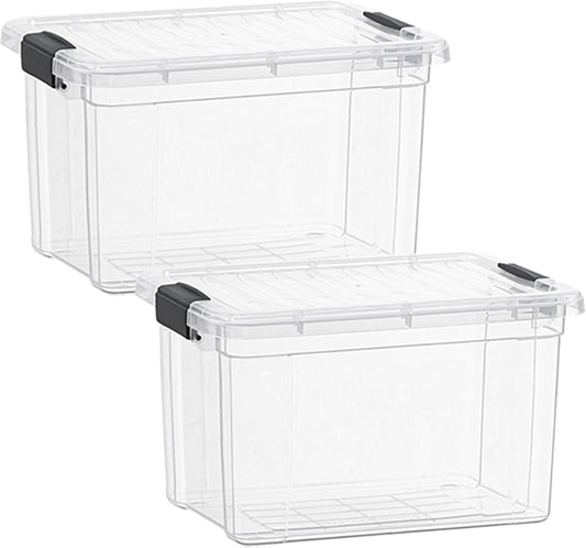 Superio Clear Storage Boxes with Lids, 49 Quart Plastic Container Bins for Organizing, Stackable