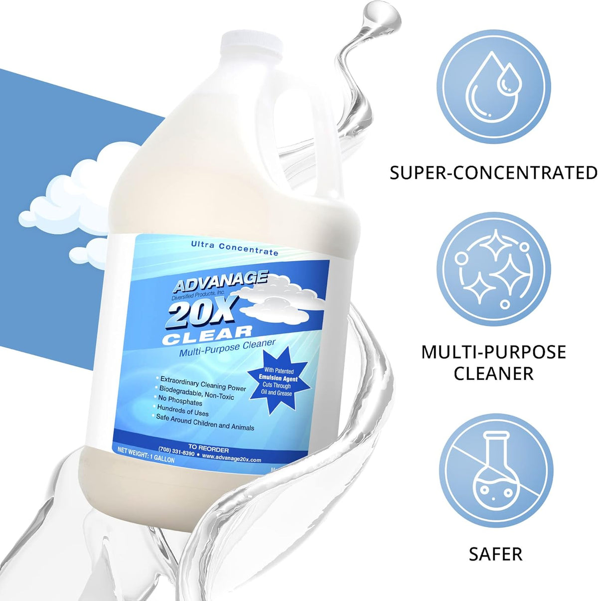 All Purpose Cleaner Concentrate - Advanage 20X The Wonder Cleaner Unscented for All Surfaces Around