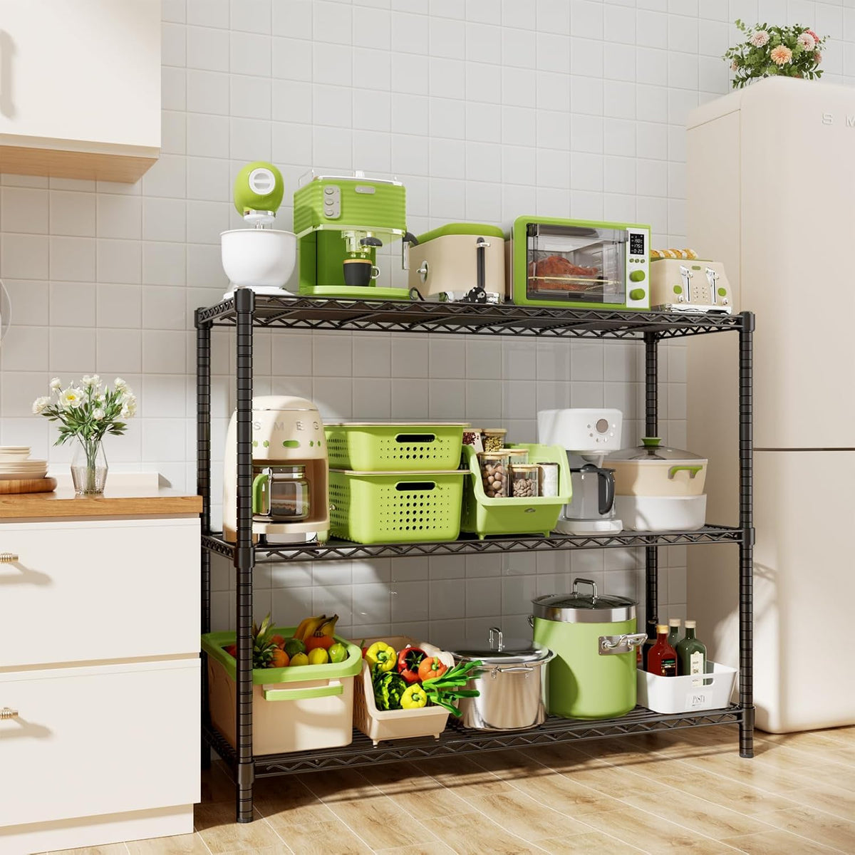 Storage Shelves, 2 PCS 48" L x 20" W x 47" H Heavy Duty Garage Wire Shelving Unit Loads 1200LBS