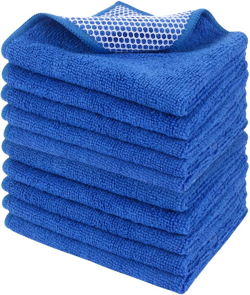 SINLAND Absorbent Microfiber Dish Cloth Dish Rags Best Kitchen Cloths Cleaning Cloths with Poly