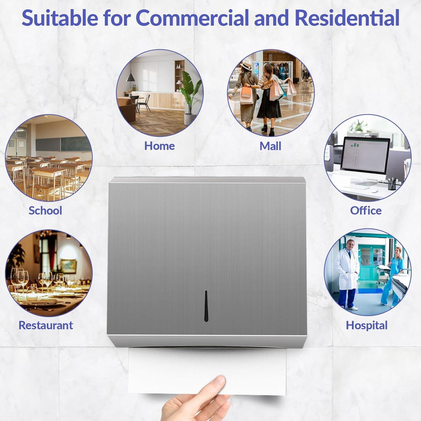Paper Towel Dispenser Wall Mount, Brushed Stainless Steel Commercial Paper Towel Holder with Lock