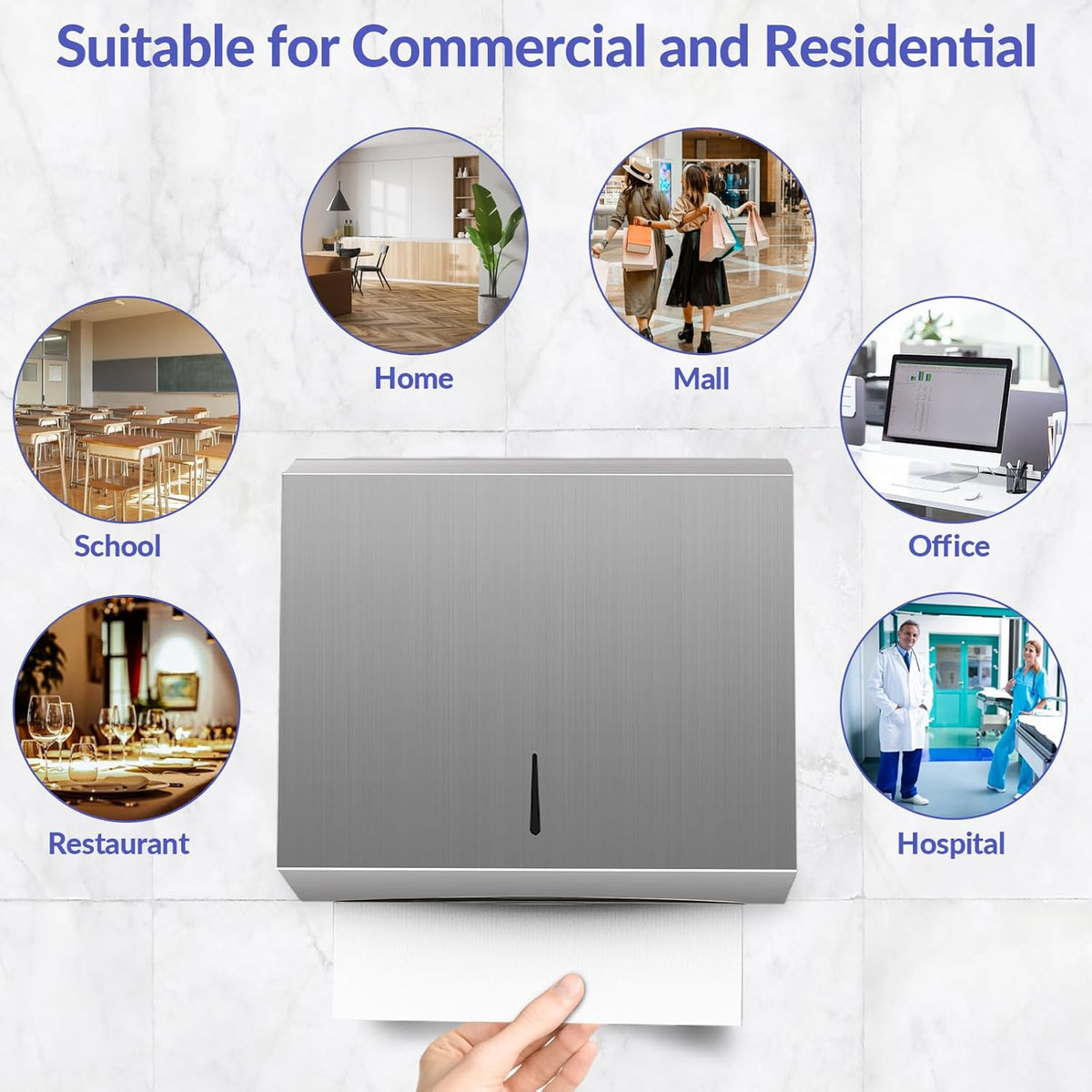 Paper Towel Dispenser Wall Mount, Brushed Stainless Steel Commercial Paper Towel Holder with Lock