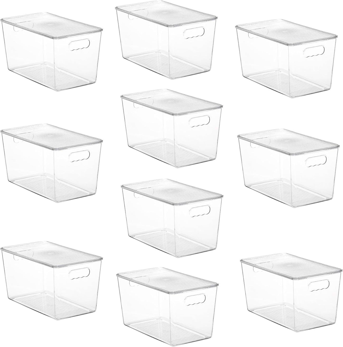 Vtopmart 10 Pack Clear Stackable Storage Bins with Lids,XLarge Plastic Containers with Handle for