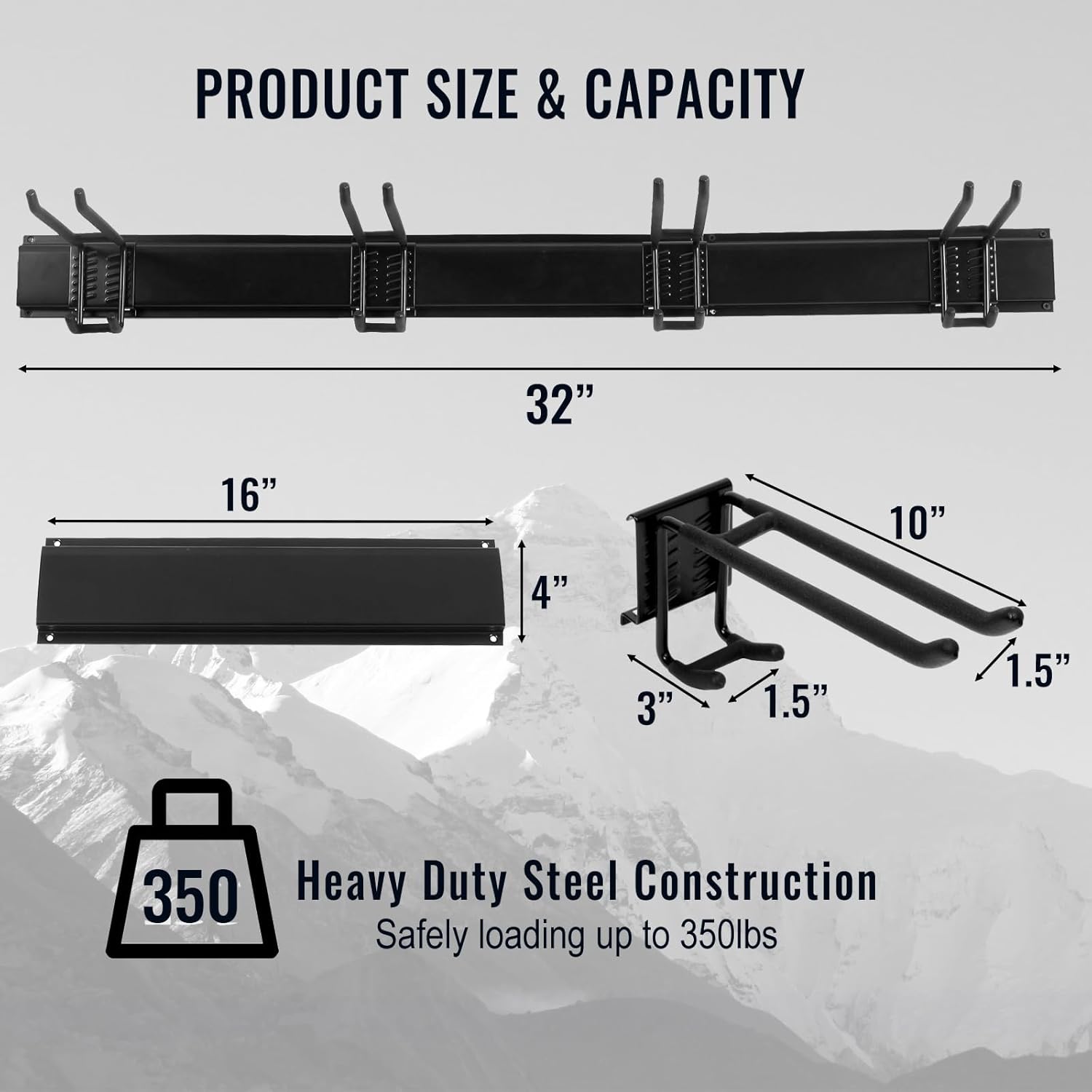 Wall Mount Tool Storage Rack, Heavy Duty Garage Storage Tool Organizer, Garden Tool Wall Hooks and