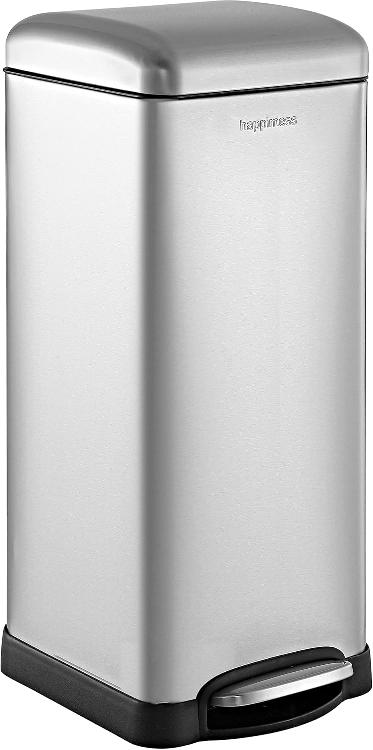 happimess HPM1007D Betty Retro 8-Gallon Step-Open Trash Can with Soft-Close Lid, Fingerprint