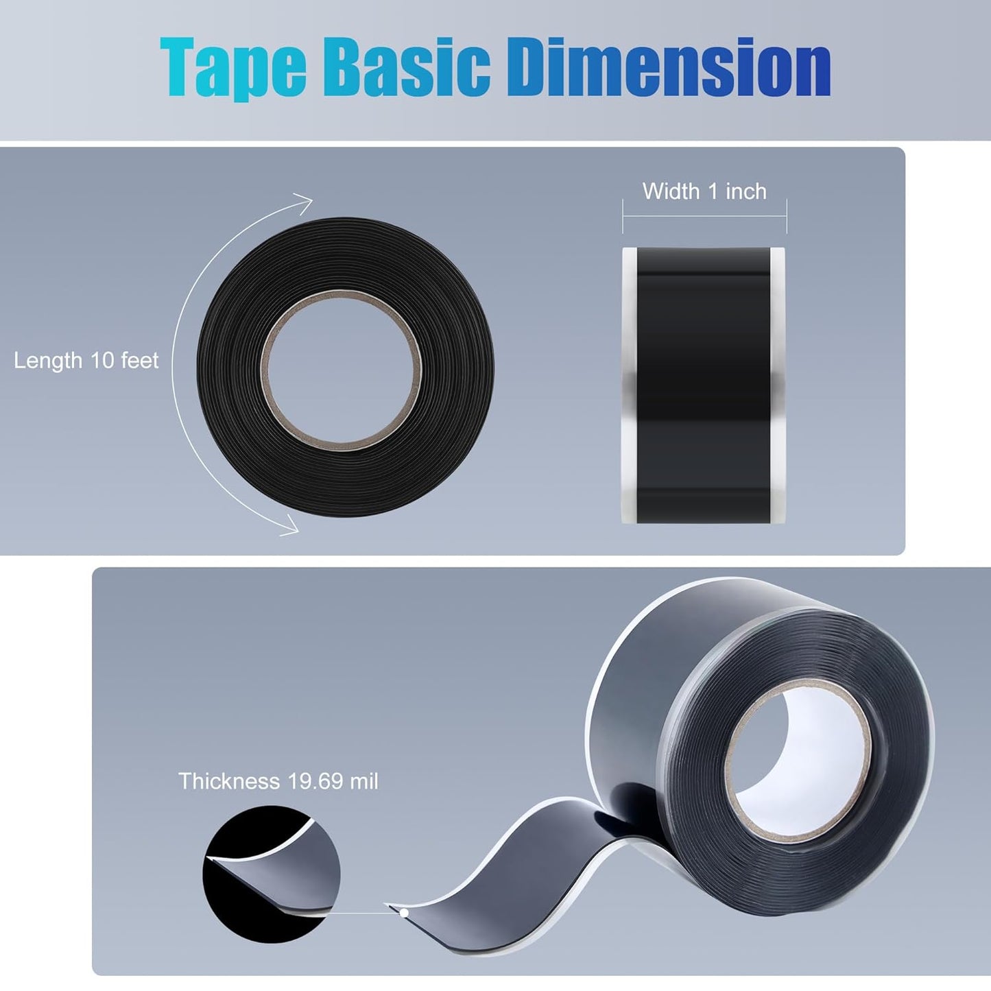 Lichamp Seal Self Fusing Silicone Tape, 1 Inch x 10 Feet x 10 Rolls, Total 100 Feet for Plumbing