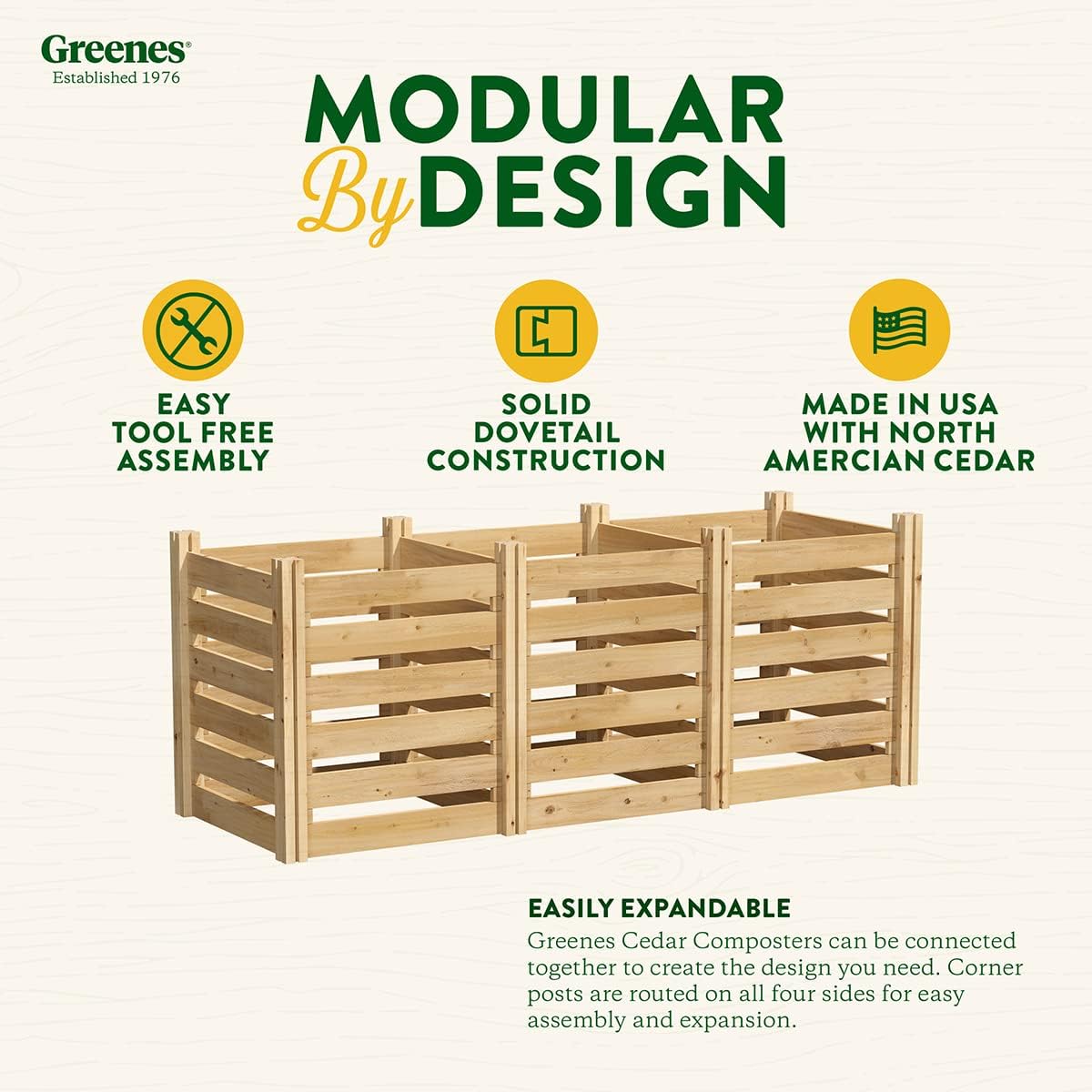 Greenes Fence Cedar Wood Composter, 24" W x 48" L x 31" H / 154.6 Gallons - Made in USA with North