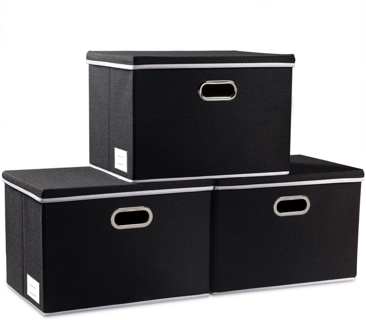 PRANDOM Large Foldable Storage Boxes with Lids [3-Pack] Fabric Collapsible Storage Bins Organizer