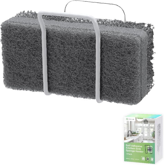 Hook LAB Reusable Sponge Holder for Kitchen Sink & Bathroom Organizer, Mountable Rack for Sponges