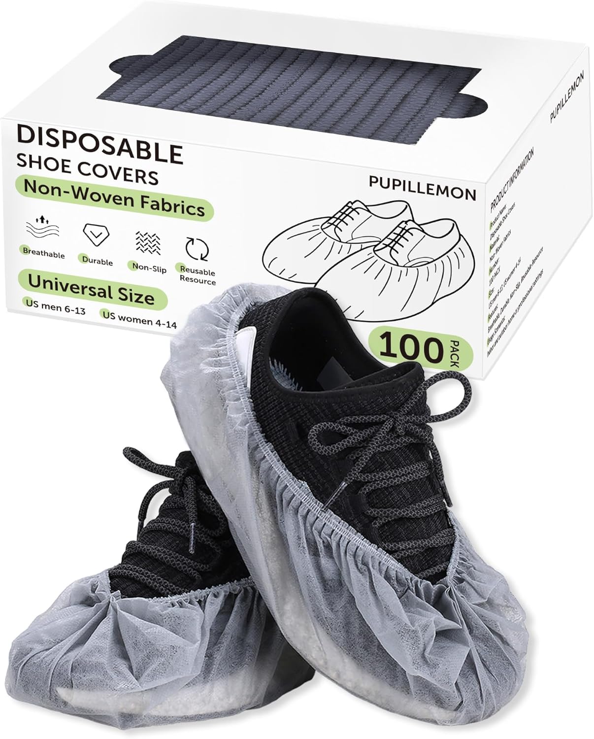 100Pcs(50 Pairs) Non-Woven Shoe Covers Disposable Non Slip for Indoors, Breathable | Durable | Boot