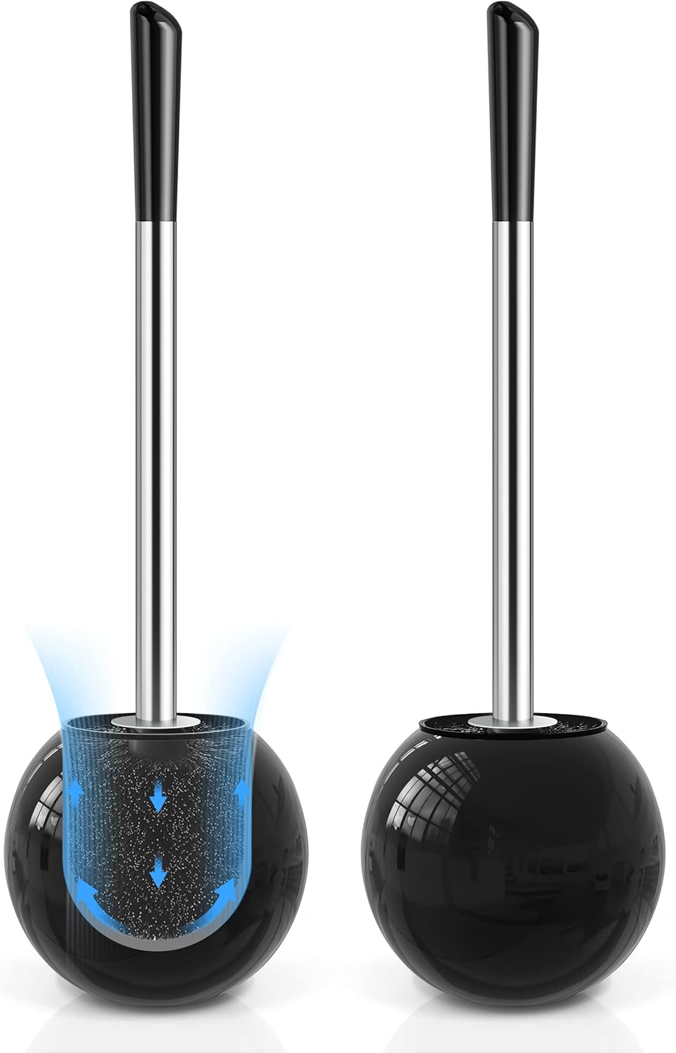 Toilet Brush and Holder 2 Pack, 304 Stainless Steel Toilet Brush with Extended and Durable