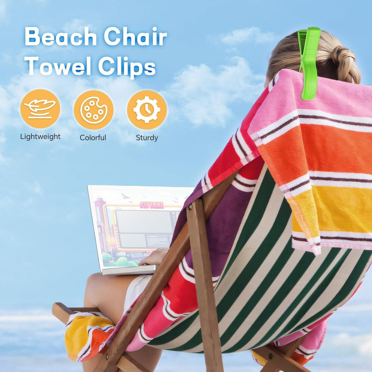 Senbowe 12 Pcs Beach Towel Clips for Beach Chairs, Towel Holder Clips for Chair Pool on
