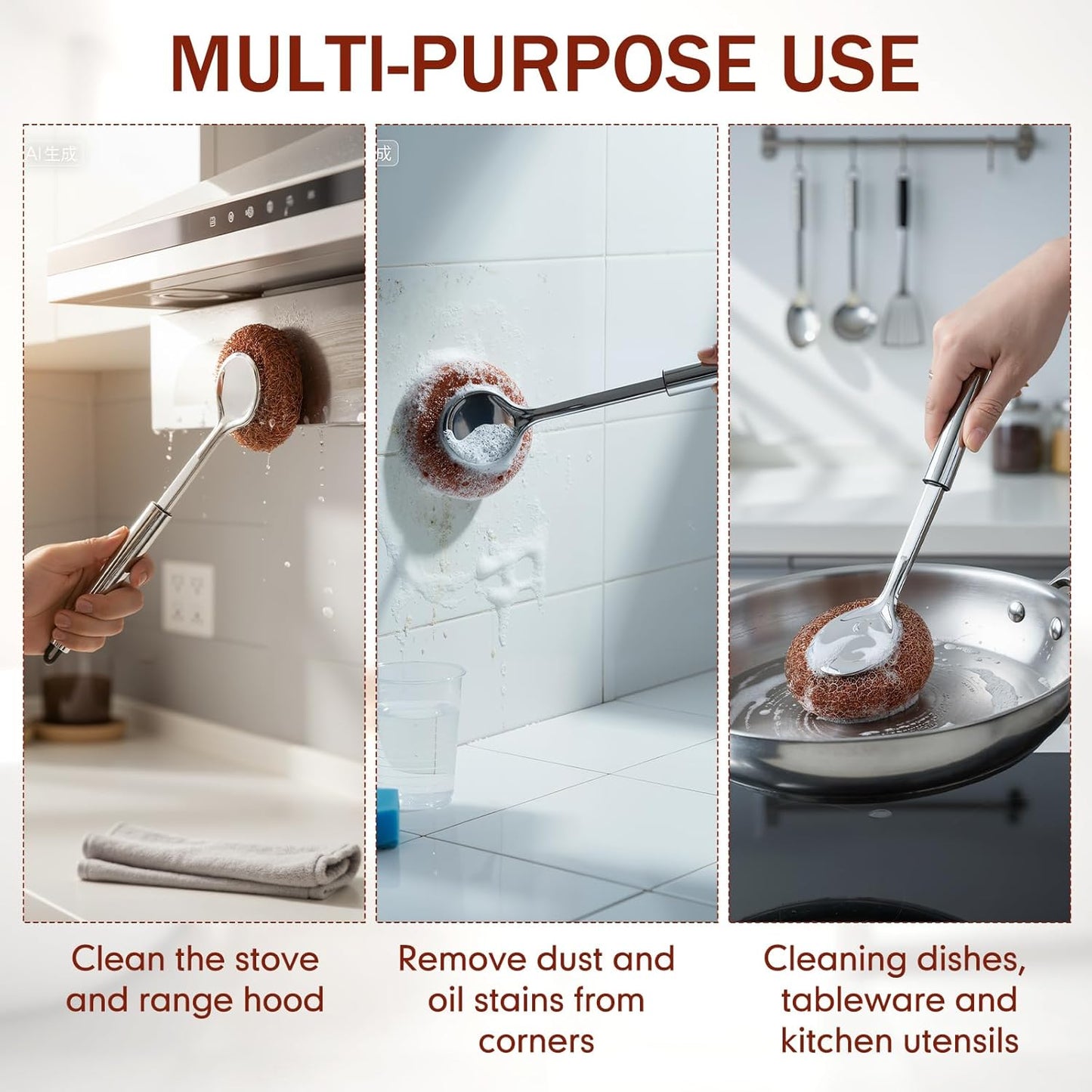 5 Pcs Copper Coated Scourers Copper Scrubbing Pads Scouring Pads 1 PC Steel Wool Scrubber Dish