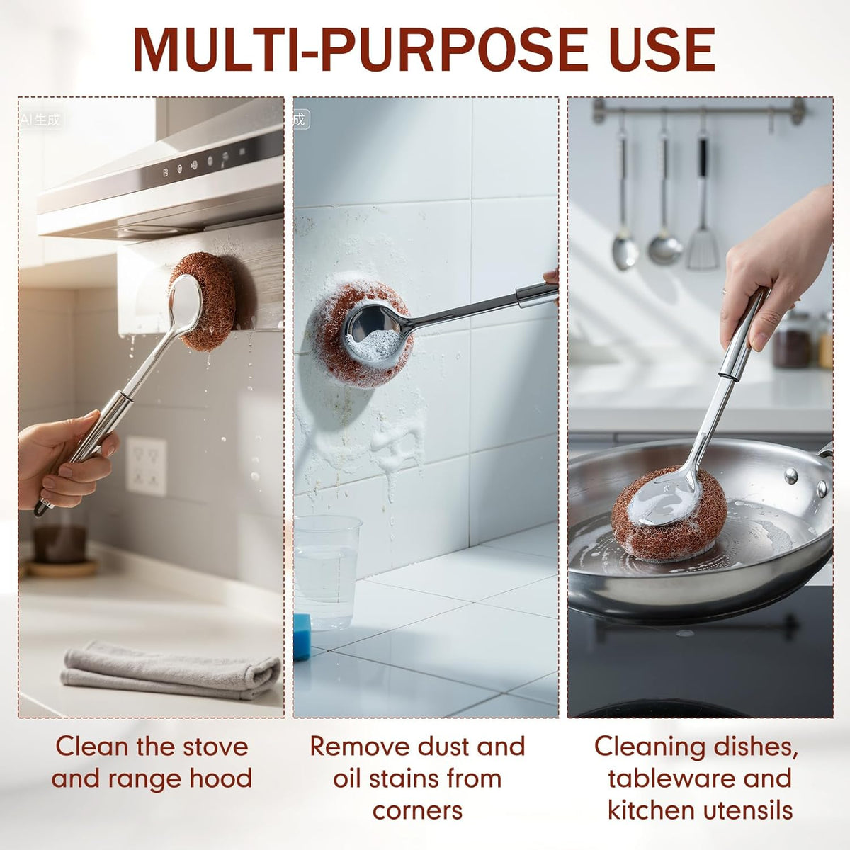 5 Pcs Copper Coated Scourers Copper Scrubbing Pads Scouring Pads 1 PC Steel Wool Scrubber Dish