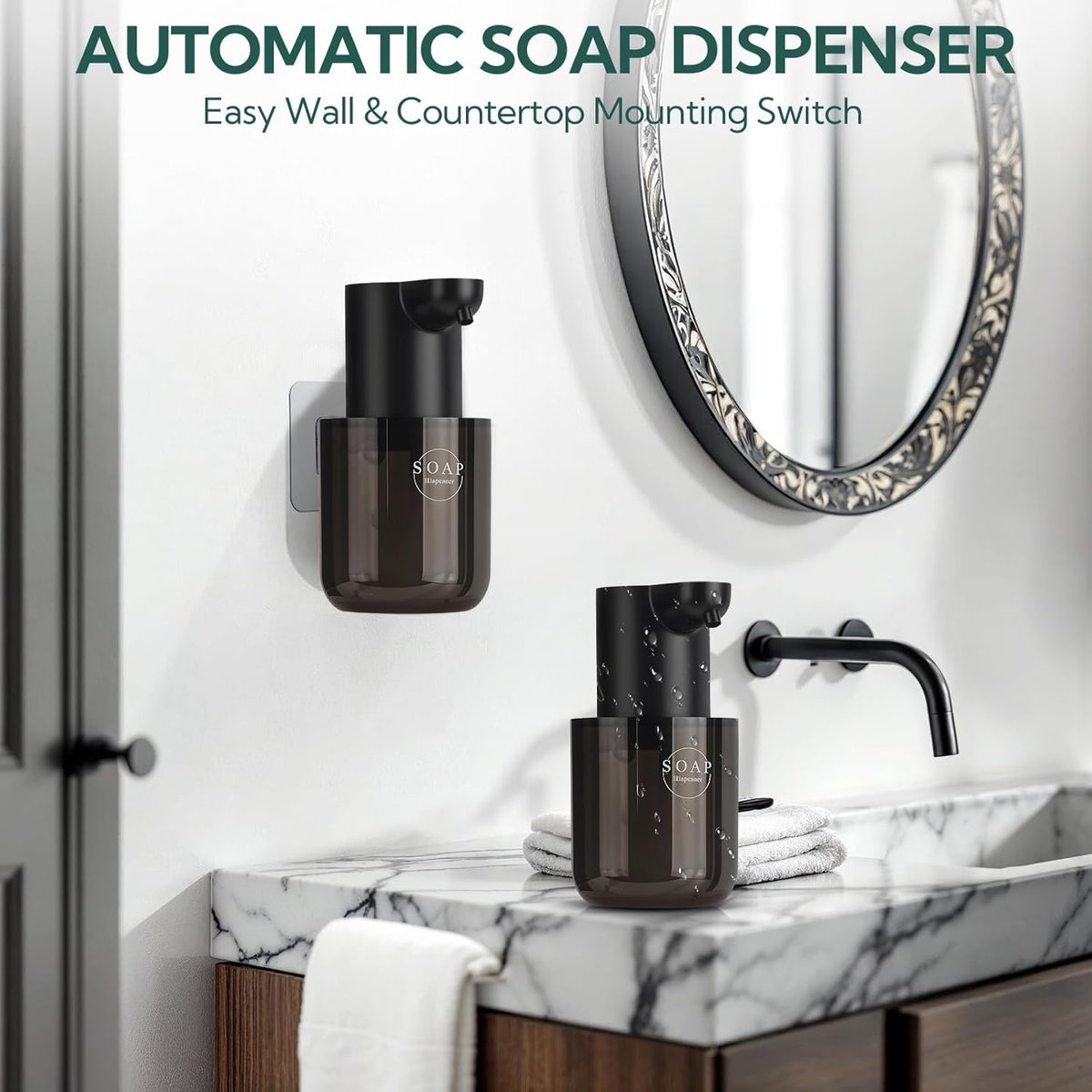 2 Pack Automatic Soap Dispenser, Touchless Automatic Liquid Soap Dispenser, Electric Wall Mounted