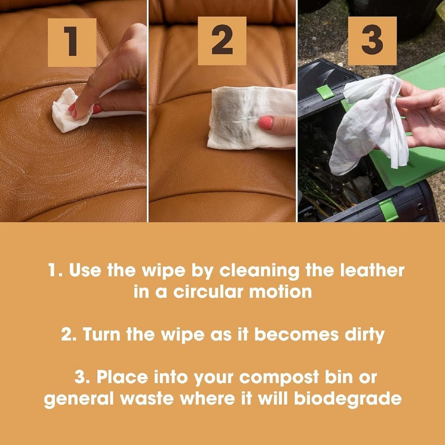 Furniture Clinic Leather Cleaning Wipes | 80 Count | Clean & Restore Leather & Vinyl Furniture