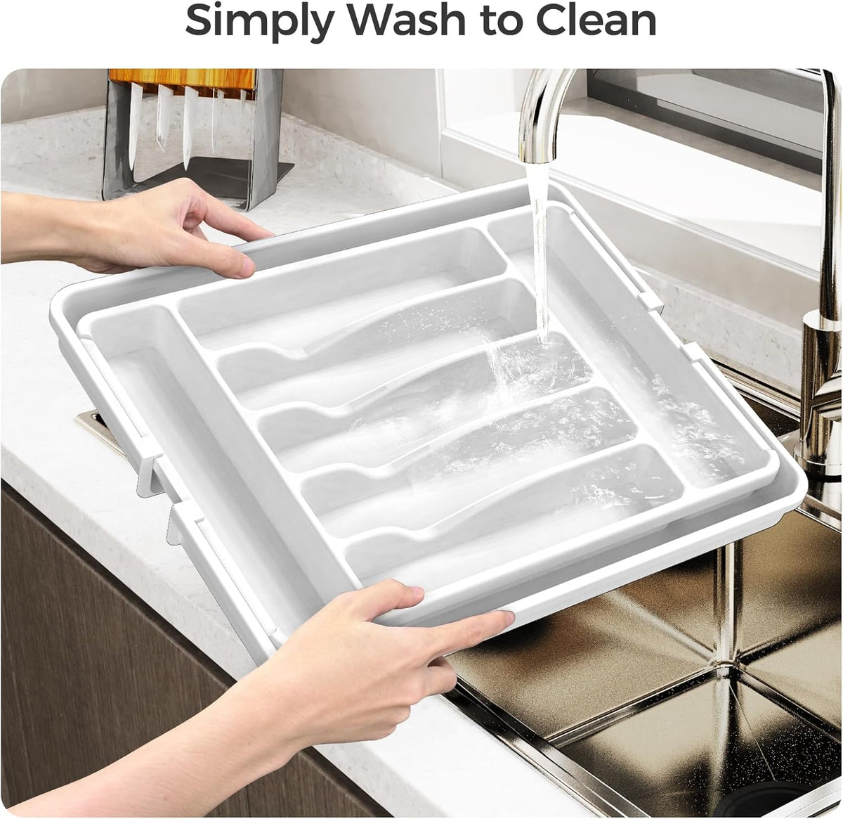Extra Large Expandable Silverware Organizer, BPA-Free Food-Safe Cutlery Flatware Organizer, Kitchen
