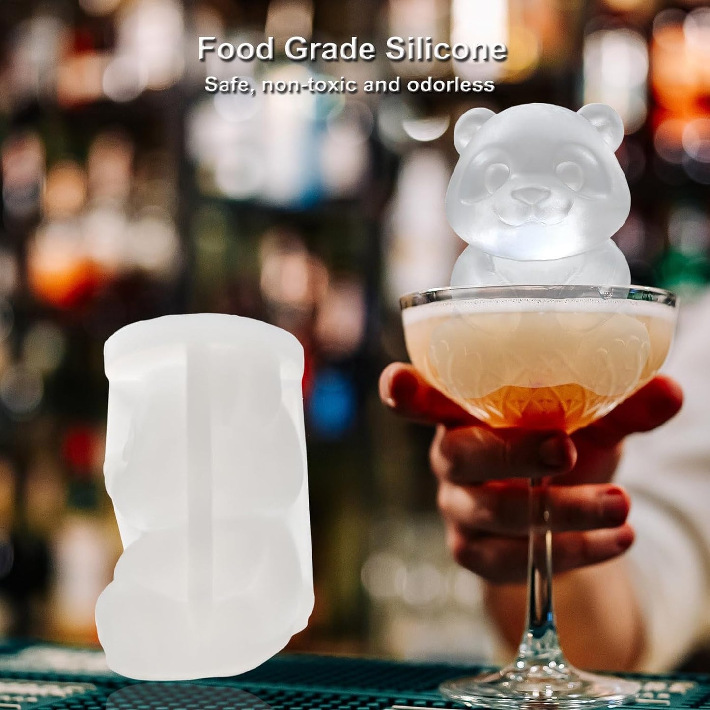 3D Panda Ice Cube Silicone Molds Tray for Whiskey, Cocktail, Drink Decor, Bar; Rich Details. Cute