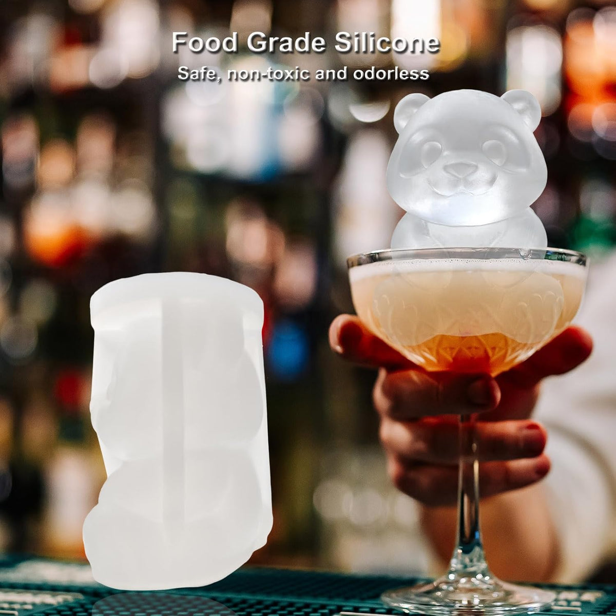 3D Panda Ice Cube Silicone Molds Tray for Whiskey, Cocktail, Drink Decor, Bar; Rich Details. Cute