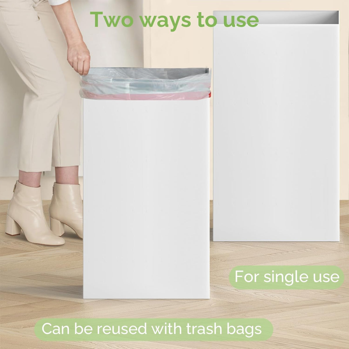 4 Pack Extra Large Disposable Trash Cans, Reusable Portable Garbage Can, 30 Gallon (30" H x 14" W x