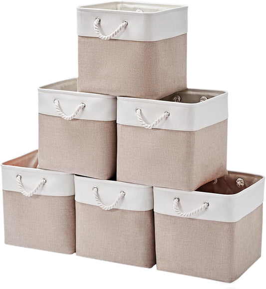 13 x 13 Inch Storage Cubes，6 Pack Cube Storage Bins for Shelves，Fabric Collapsible Storage Bins