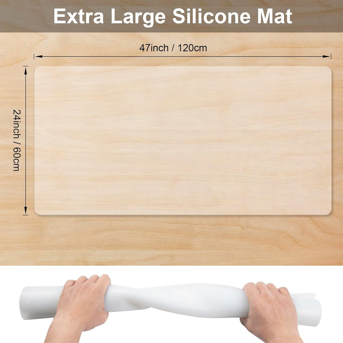 Food Grade Silicone Table Protector Mat 47x24 Inch, Heat Resistant Desk Pad for