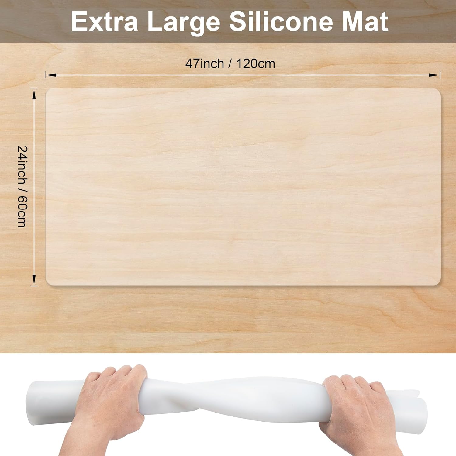 Food Grade Silicone Table Protector Mat 47x24 Inch, Heat Resistant Desk Pad for
