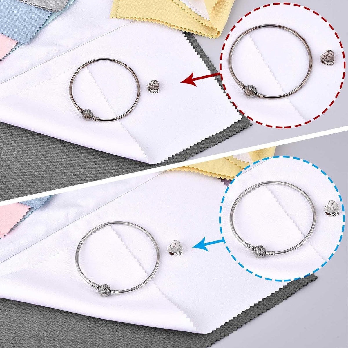 SEVENWELL 4pcs Jewelry Polishing Cleaning Cloth Large 10'' x 12'' for Sterling Silver Jewelry Gold