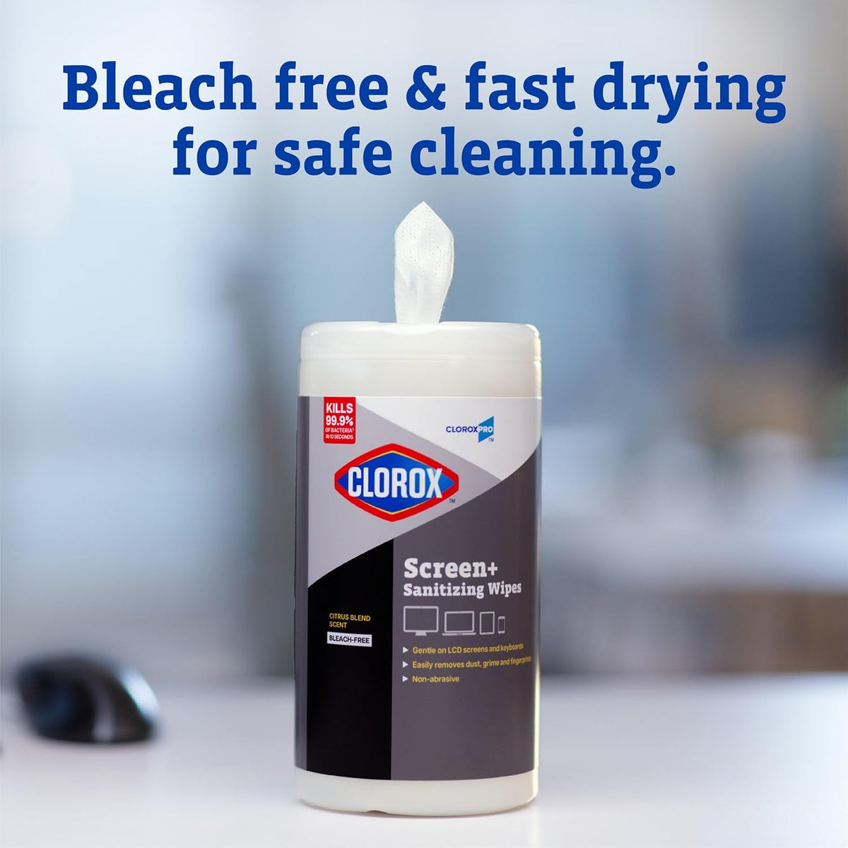 CloroxPro Clorox Screen+ Sanitizing Wipes, Bleach Free Cleaning Wipes, Citrus Blend Scent, 75