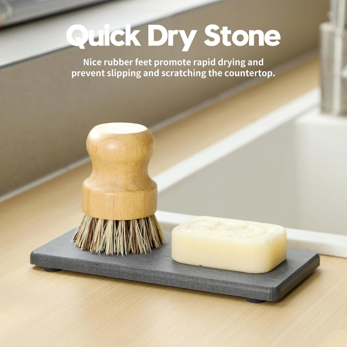 2PCS 7" x 3.5" Water Absorbing Bathroom Sink Vanity Trays, Diatomite Stone Quick Drying Mat for