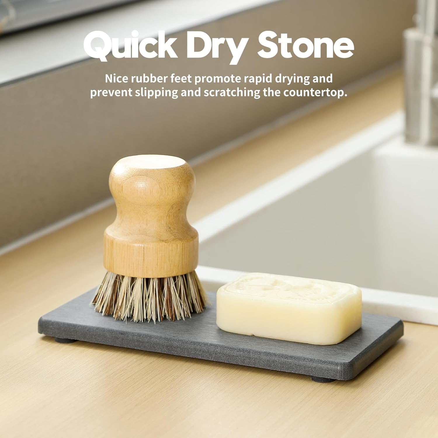 2PCS 7" x 3.5" Water Absorbing Bathroom Sink Vanity Trays, Diatomite Stone Quick Drying Mat for