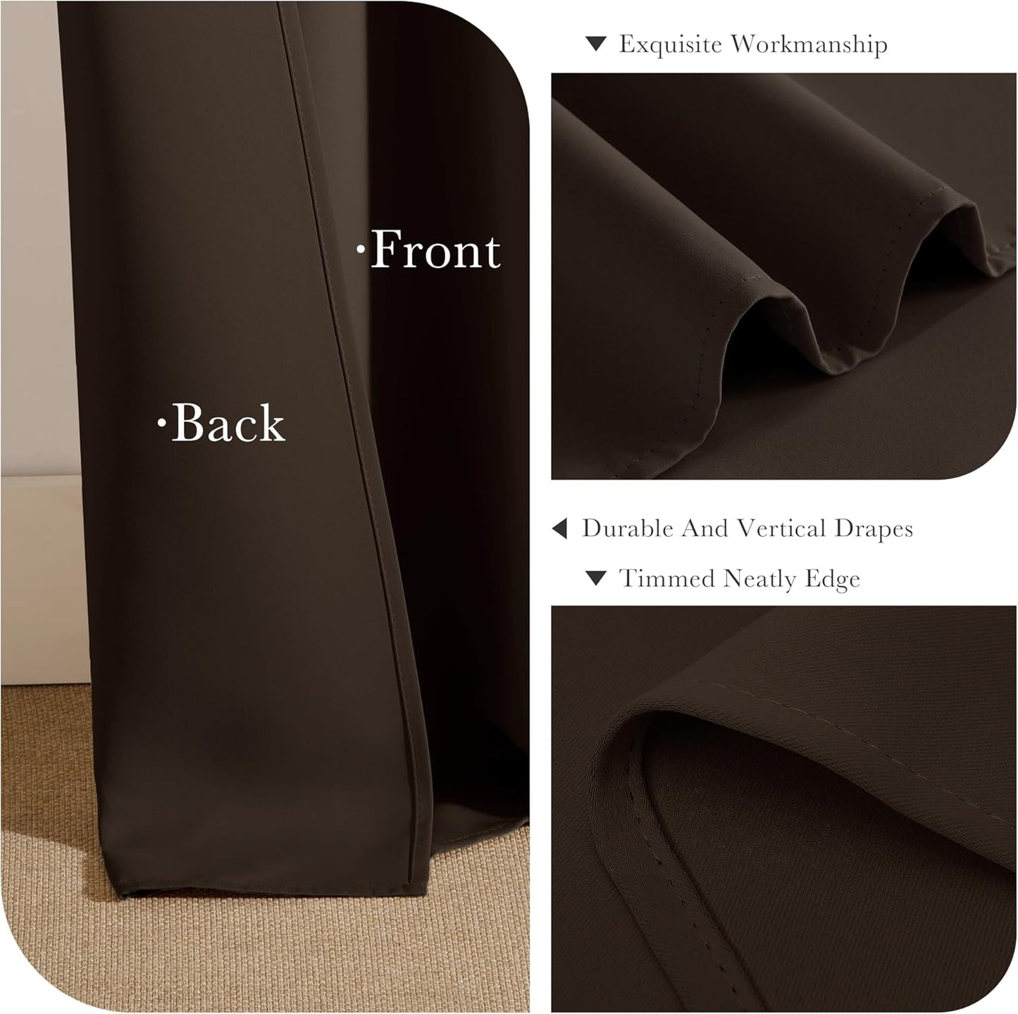 PONY DANCE Blackout Small Curtains 36 inch 2 Panels Set, Room Darkening Short Window Drapes Thermal