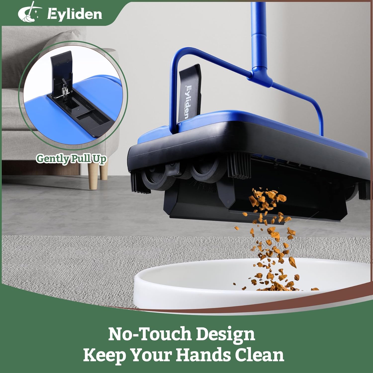 Eyliden Carpet Sweeper, Mini Size Lightweight Hand Push - No Noise, Non-Electric, Easy Manual