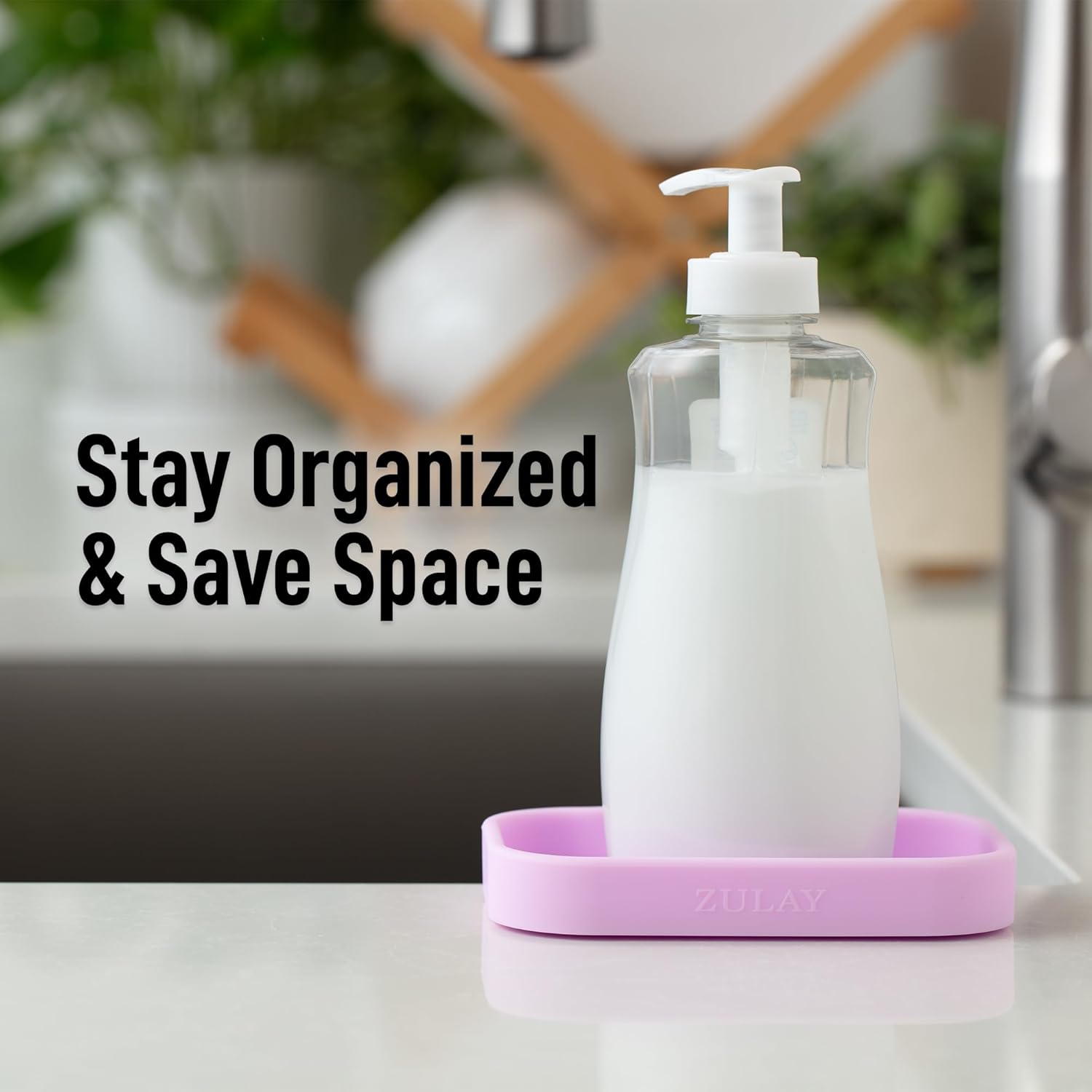 Zulay Small Silicone Sponge Holder (4.9x3.3”) – Space-Saving Sink Organizer Tray for Sponge, Soap