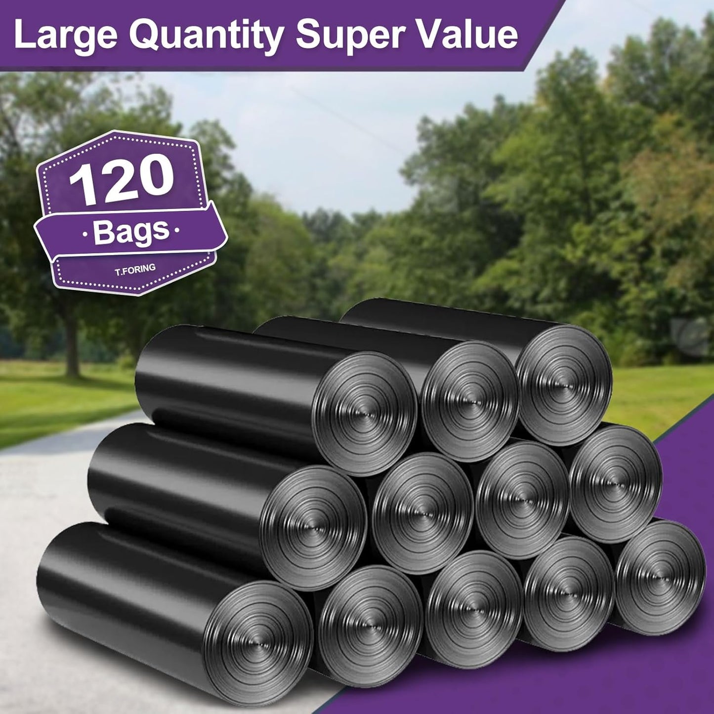 35-40 Gallon Black Trash Bags 120 Count - 35" x 40" Large Garbage Bags, 30+ Gallon Strong Trash Can