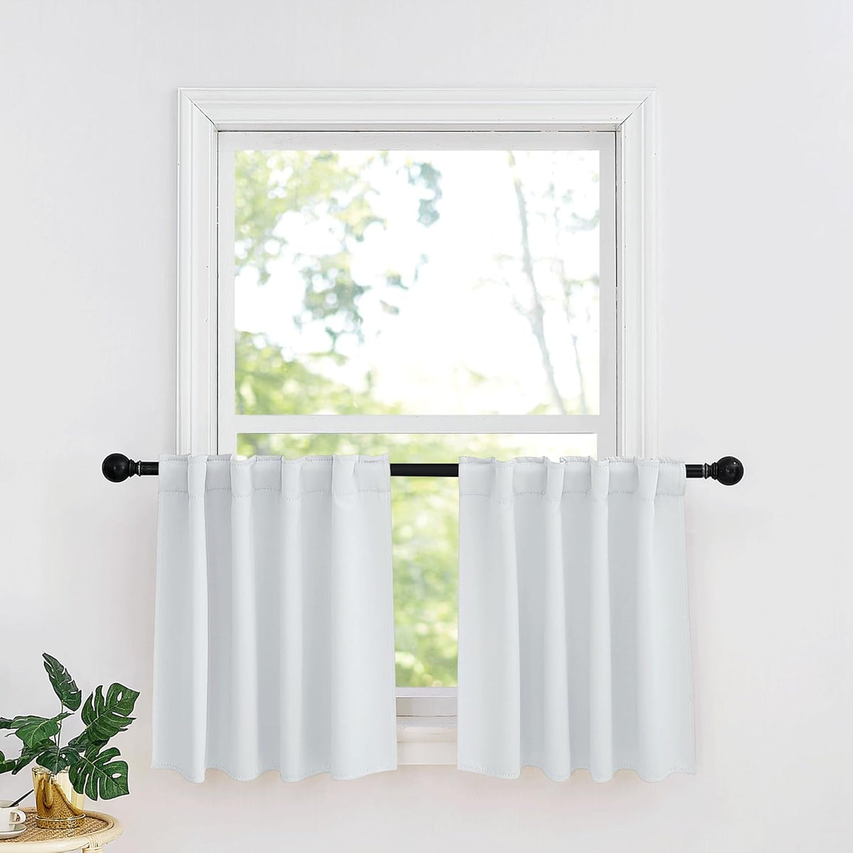 RYB HOME Kitchen Window Curtains - Blackout Privacy Half Window Curtains for Bedroom Bathroom