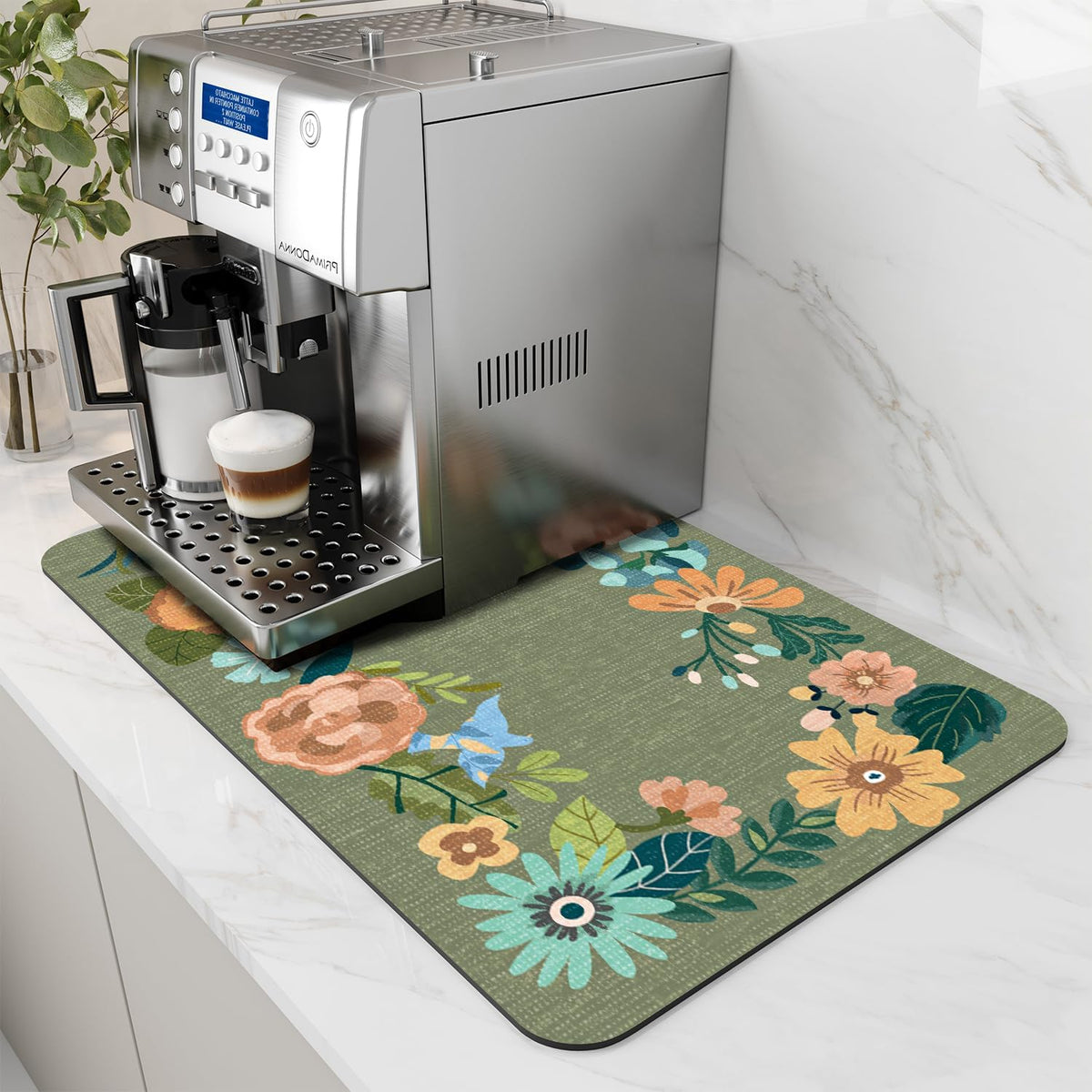 AMOAMI Coffee Mat Hide Stain Rubber Backed Absorbent Dish Drying Mat for Kitchen Counter - Fits