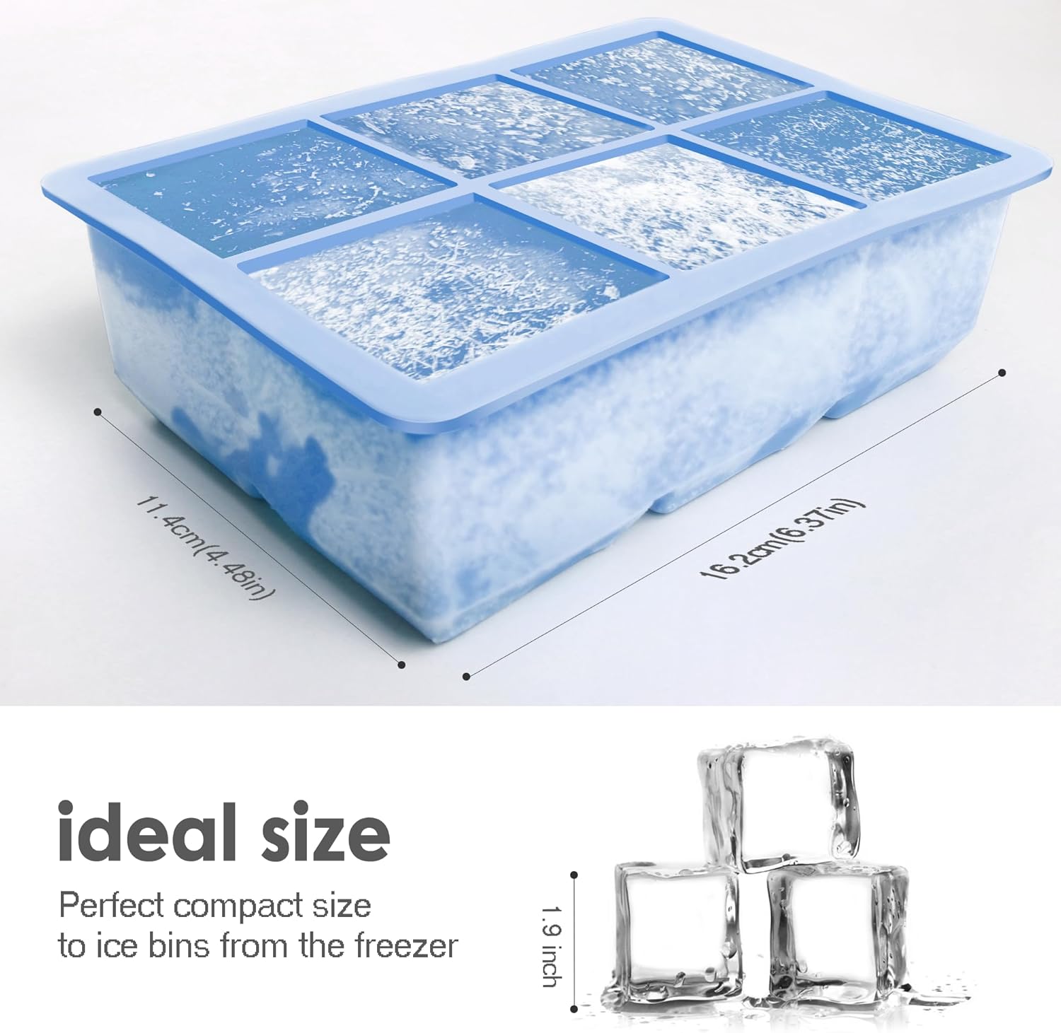 Silicone Ice Cube Trays 3 Pack - Large Size Silicone Ice Cube Molds with Leak Proof Removable Lid