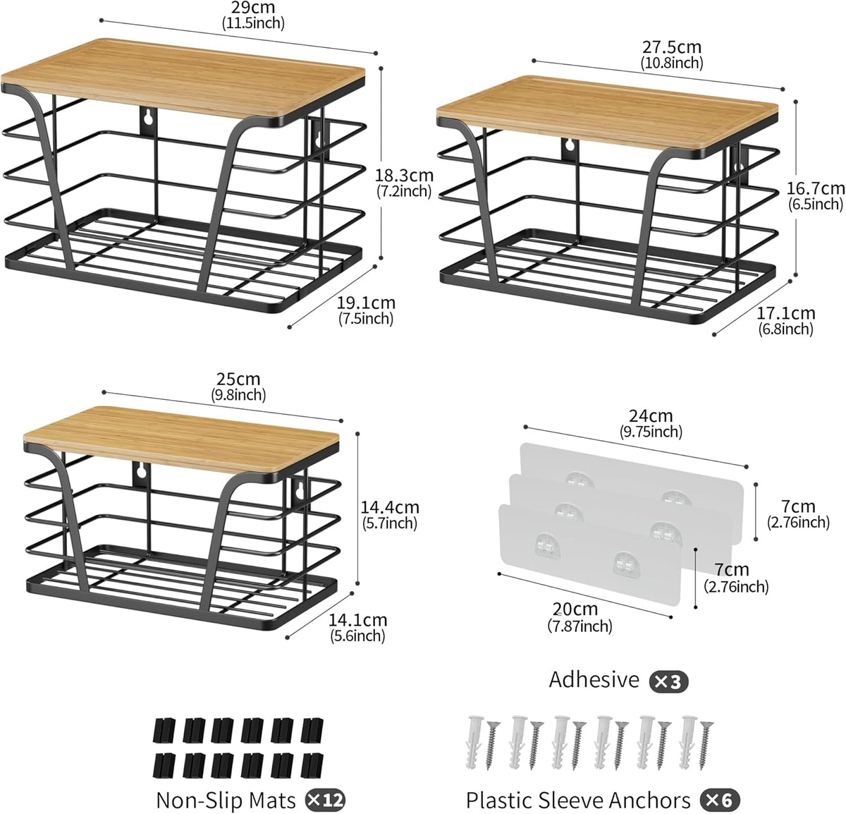 3 Pack Stackable Pantry Organizer, Trash Bag Dispenser Under Sink, Kitchen Organization and