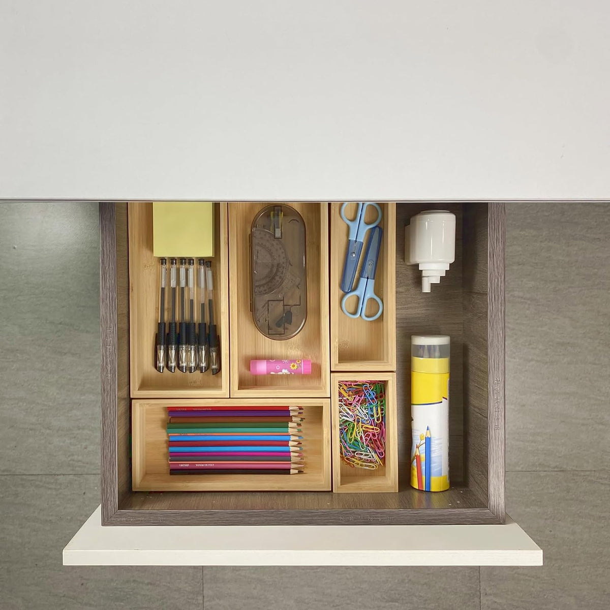 bamboo drawer organizer Set，expandable drawer dividers,wooden storage organizers,large trays for