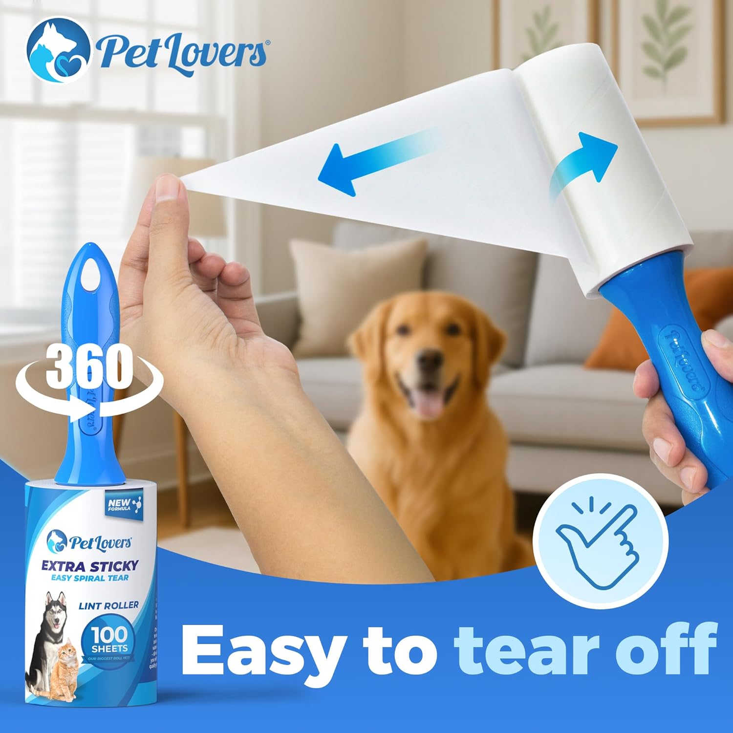 PetLovers Extra Sticky Lint Roller Ultimate Value Set 400 Sheets for Pet Hair Removal, Dog and Cat