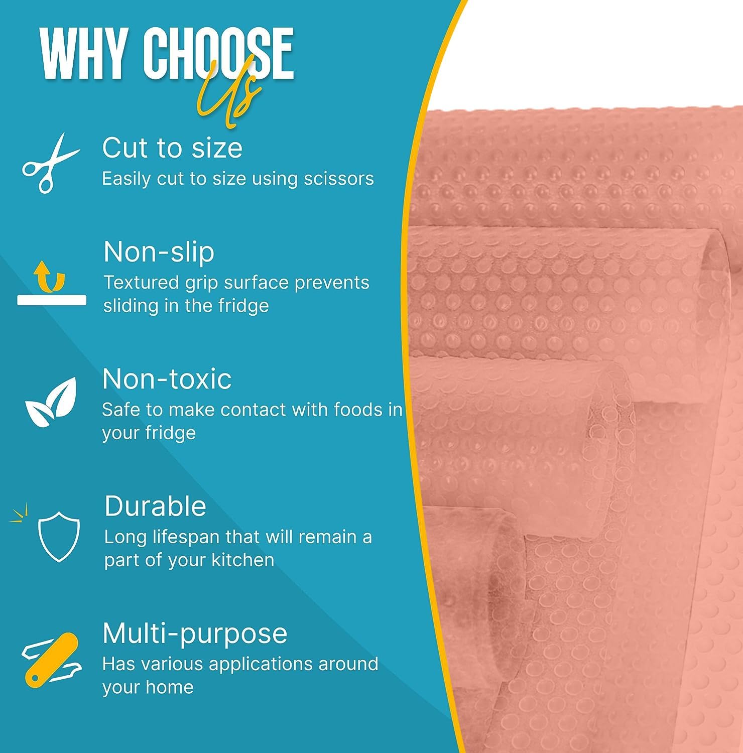 Refrigerator Liners for Shelves by Linda’s Essentials - Easy to Clean Fridge Liner with Spill