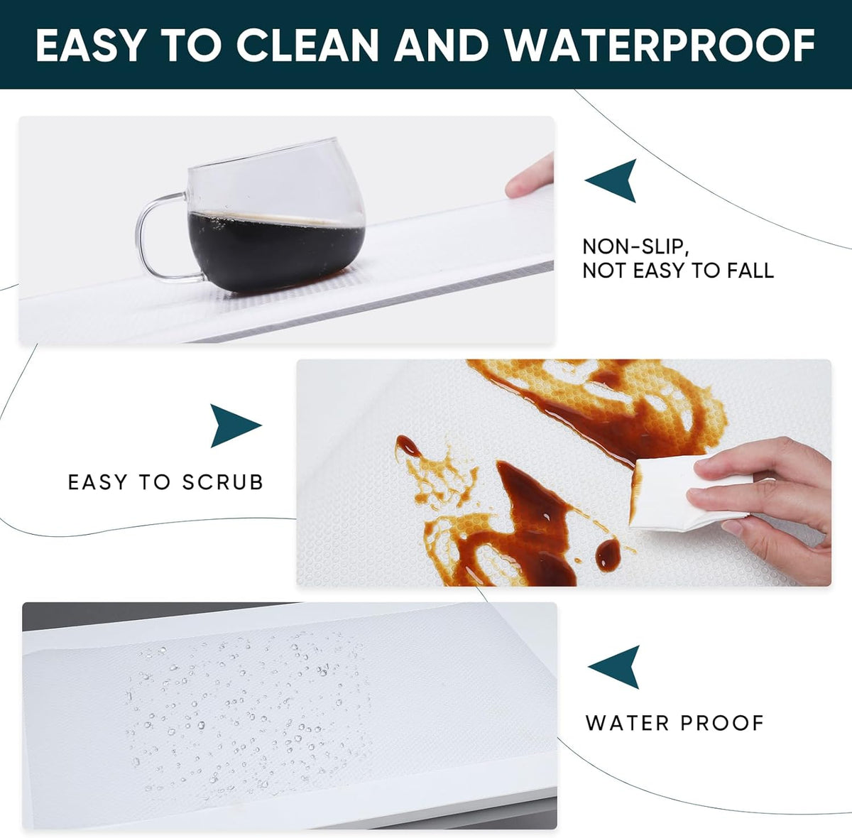 Shelf Liners for Kitchen Cabinets Non-Adhesive & Washable,Non Slip Cabinet Liners for Shelves