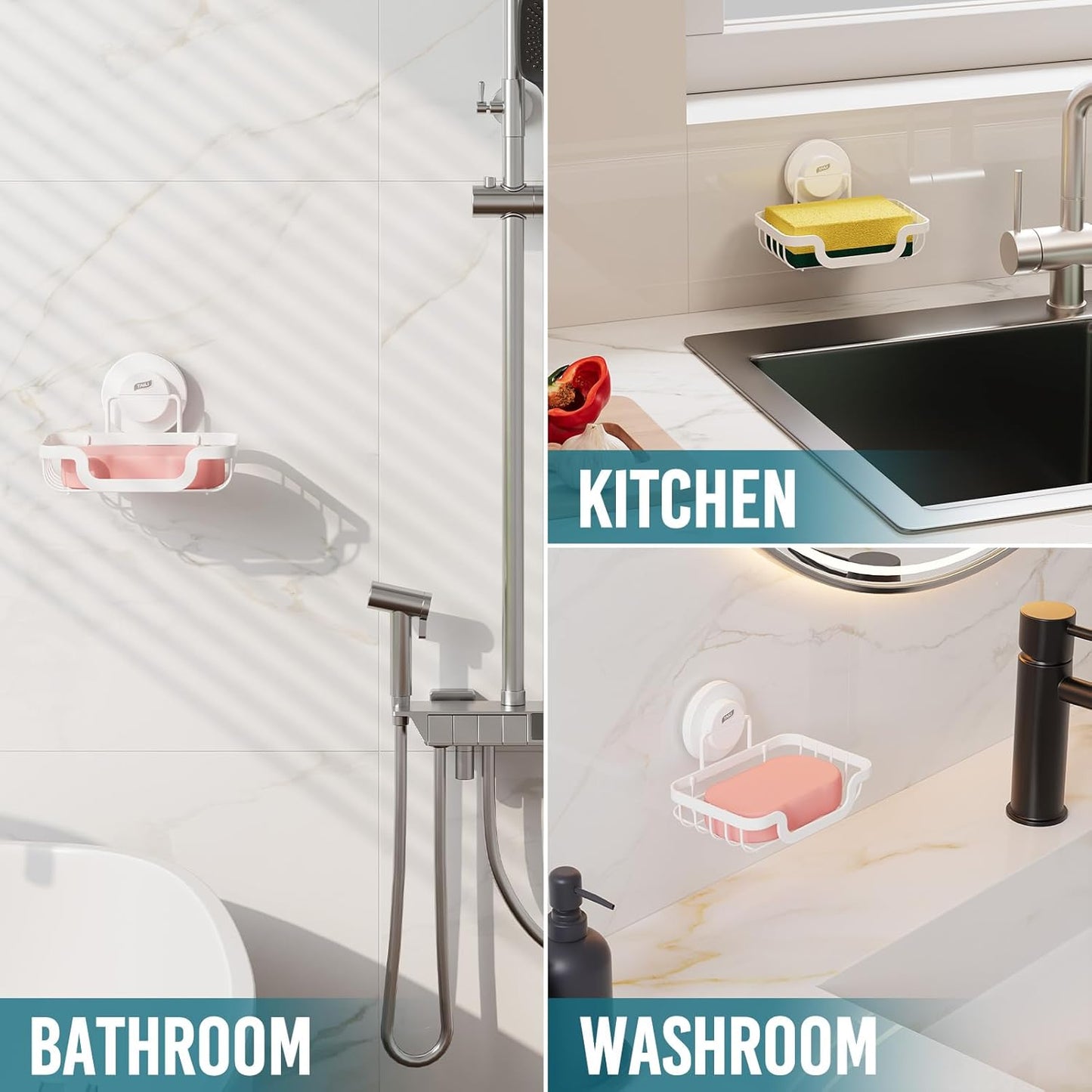TAILI Soap Holder Bar Dish Suction Cup, Bar Shampoo Rack for Shower Wall, Draining Soap Saver Tray
