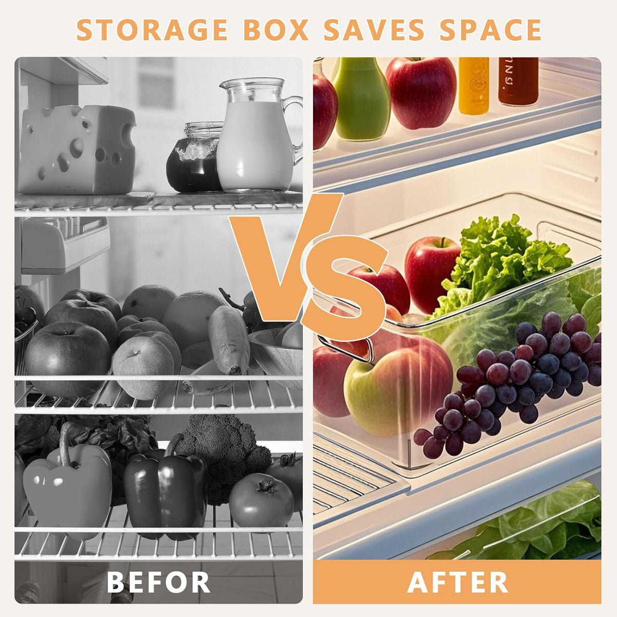 MOONEDGE 8-Pack Clear Plastic Storage Bins — Open-Top PET Containers and Organizers, 11" x 8" x 6"