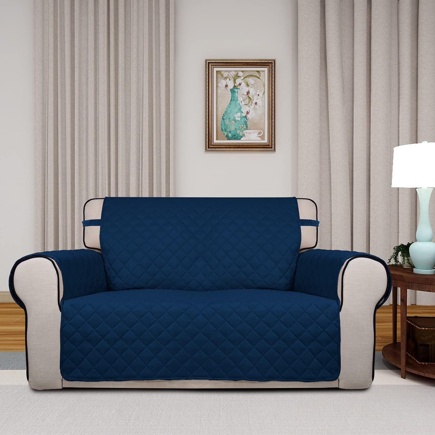 PureFit Reversible Quilted Sofa Cover, Water Resistant Medium Slipcover Furniture Protector