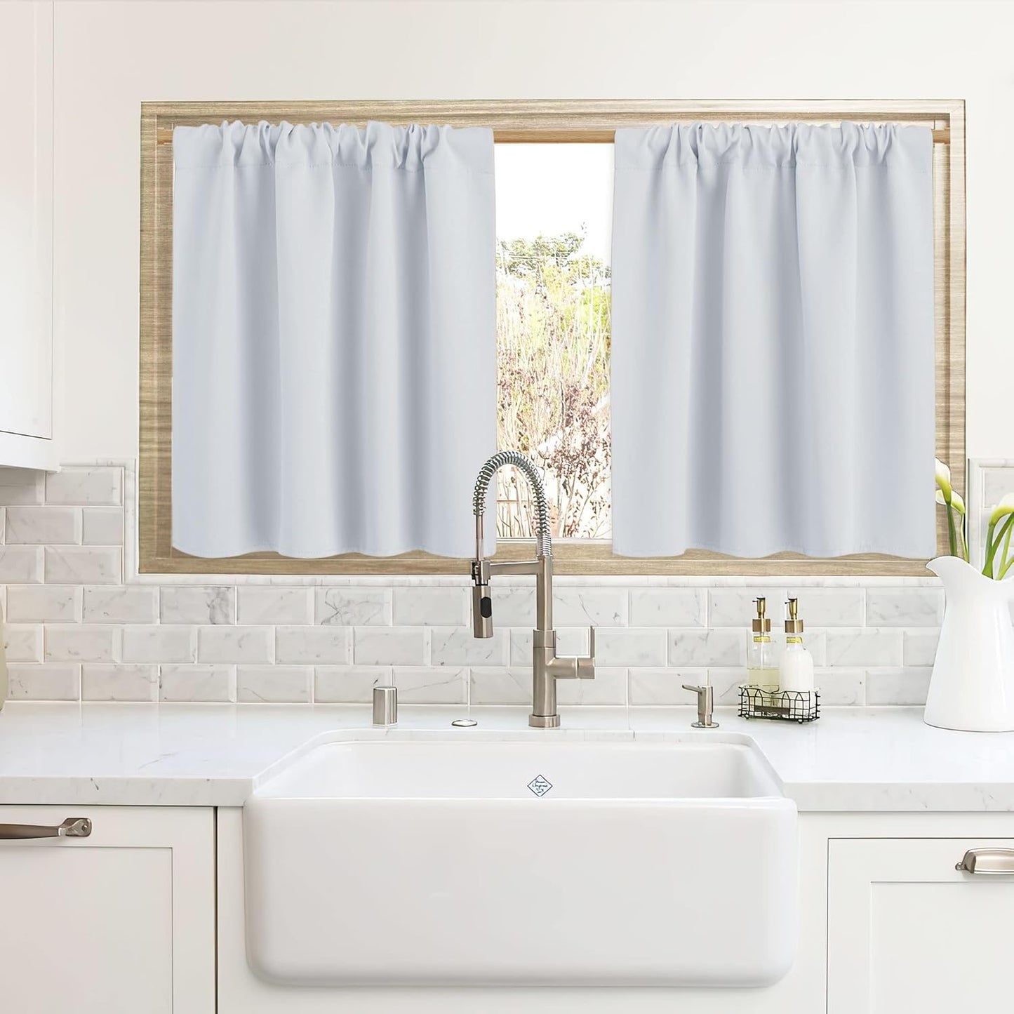 RYB HOME Blackout Curtains for Kitchen, Over Sink Privacy Curtains Window Decor, Thermal Insulating