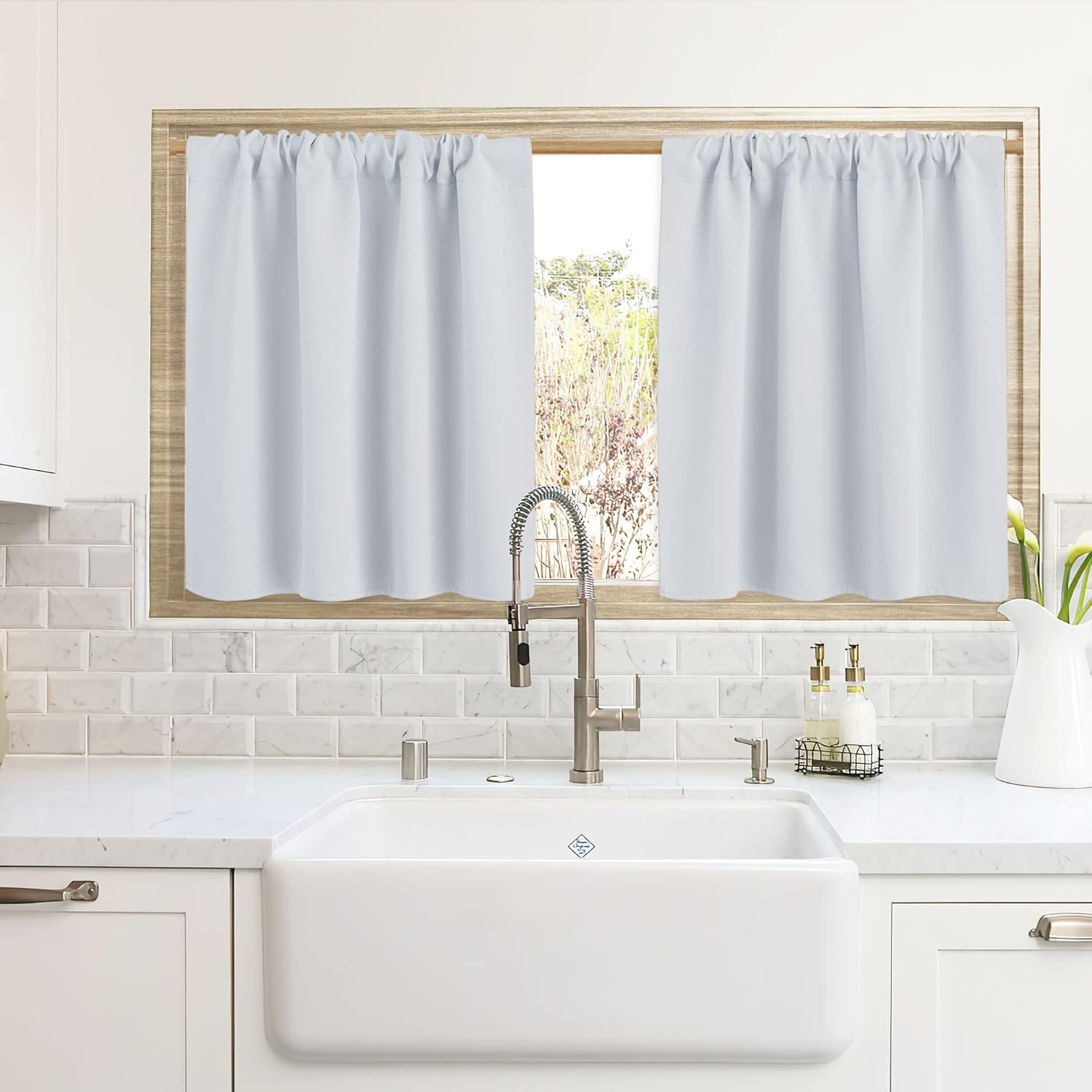 RYB HOME Blackout Curtains for Kitchen, Over Sink Privacy Curtains Window Decor, Thermal Insulating