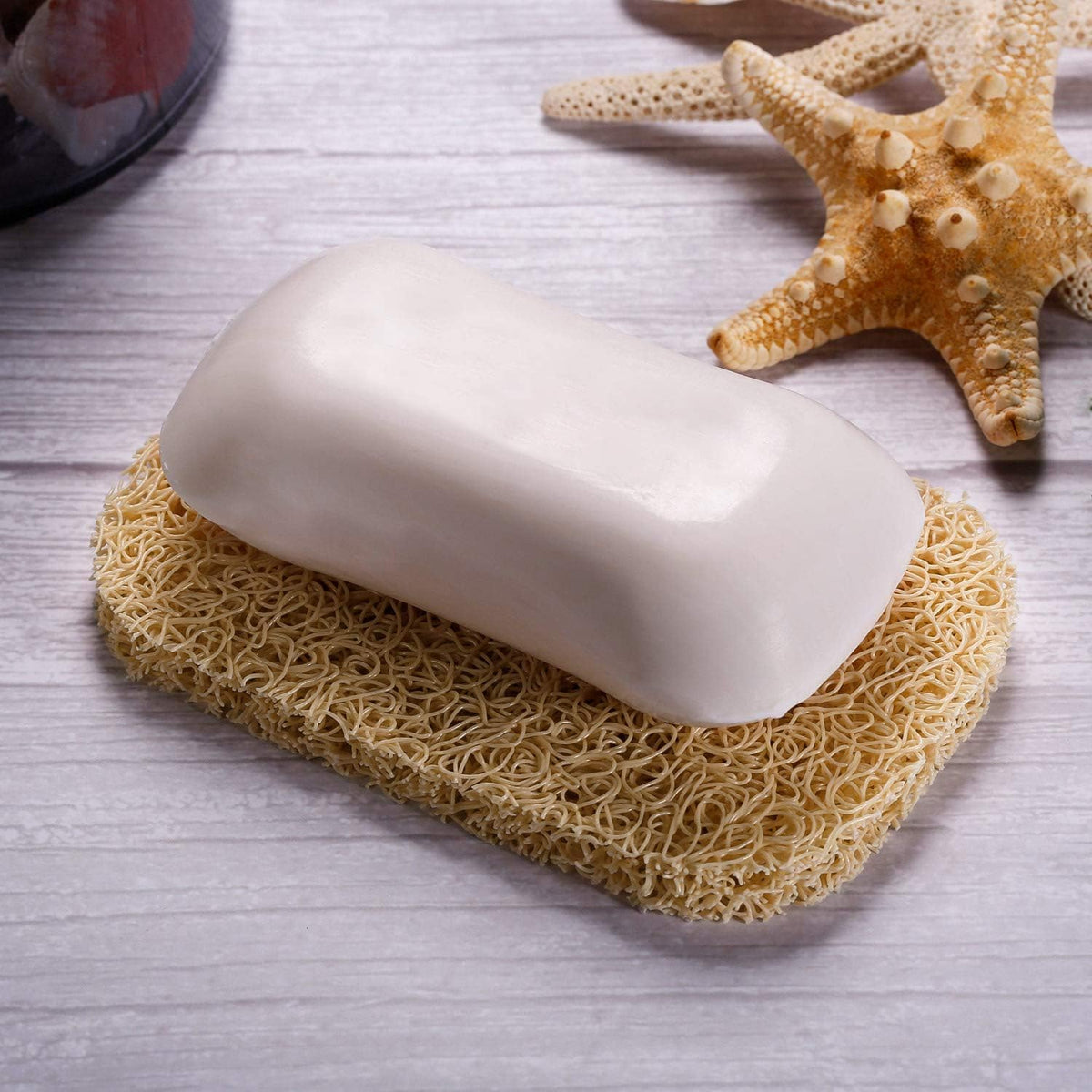 Bar Soap Dish Holder for Shower Bathroom Stainless Steel Rust Proof Self Draining with Beige Soap